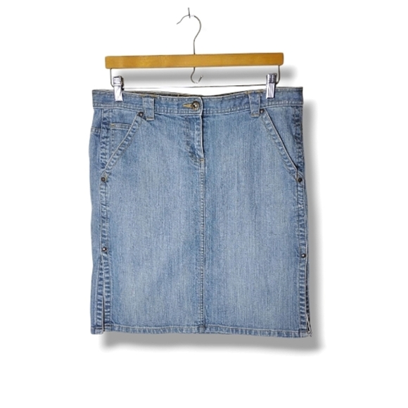 VTG Y2K Tommy Hilfiger Denim Skirt Women’s 10 Low Rise Embroidered Back Pockets - Picture 1 of 10